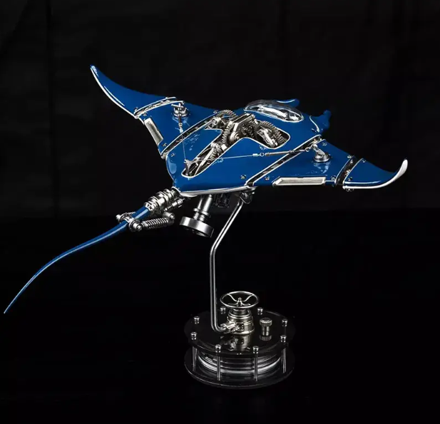Mechanical Manta Ray 3D Metal Model | Kinetic Sculpture with Magnetic Armor