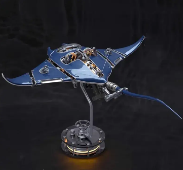 Mechanical Manta Ray 3D Metal Model | Kinetic Sculpture with Magnetic Armor