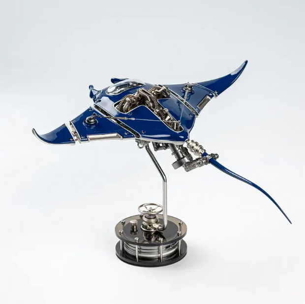 Mechanical Manta Ray 3D Metal Model | Kinetic Sculpture with Magnetic Armor